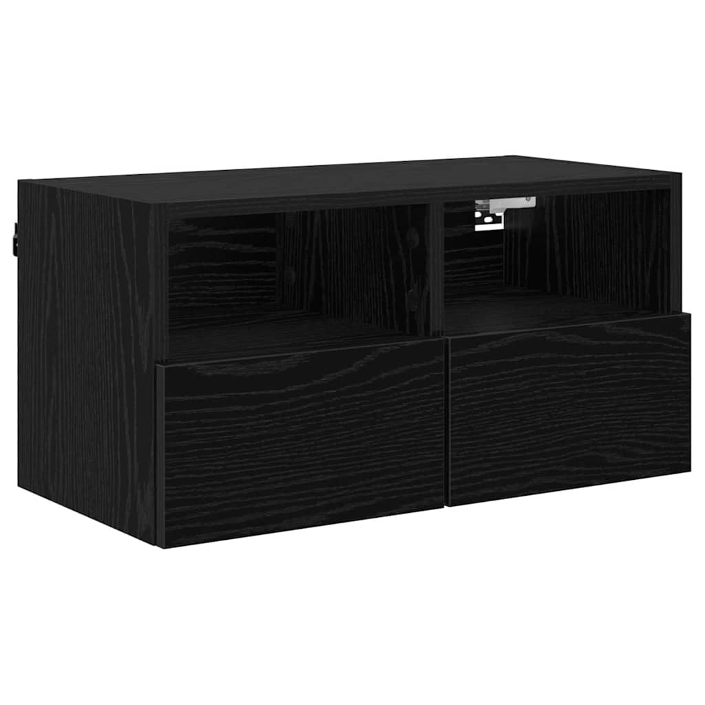 Dulapuri pentru TV Pe perete 2 pcs Stejar Negru 60 x 30 x 30 cm GartenMobel Dekor
