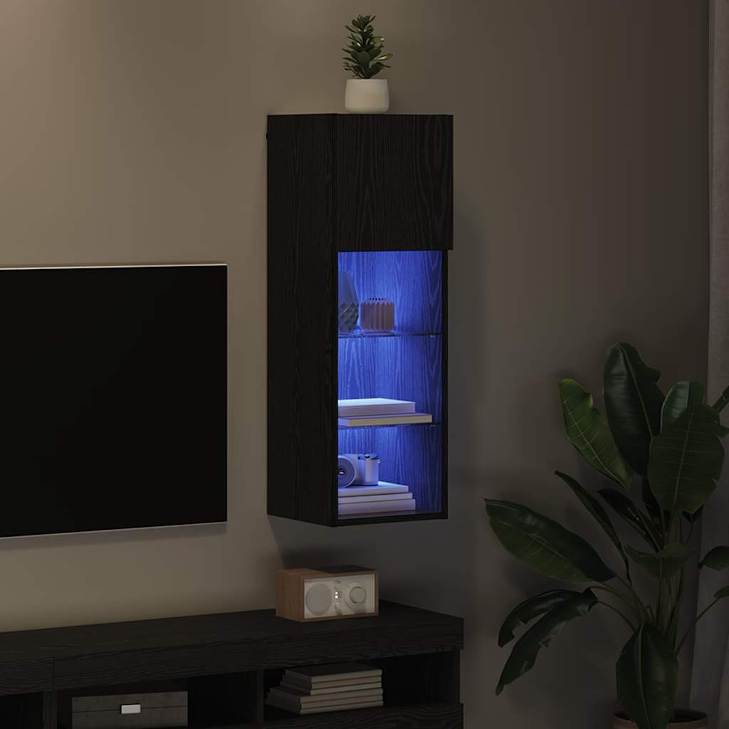 Sistem de TV montat pe perete Stejar Negru 30,5 x 30 x 90 cm GartenMobel Dekor