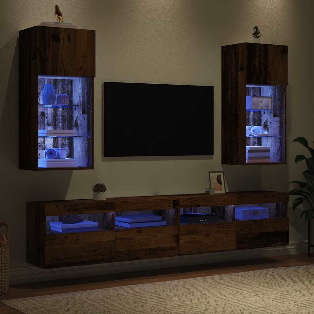 Șifonieri pentru TV montate pe perete 2 pcs Lemn Vechi GartenMobel Dekor