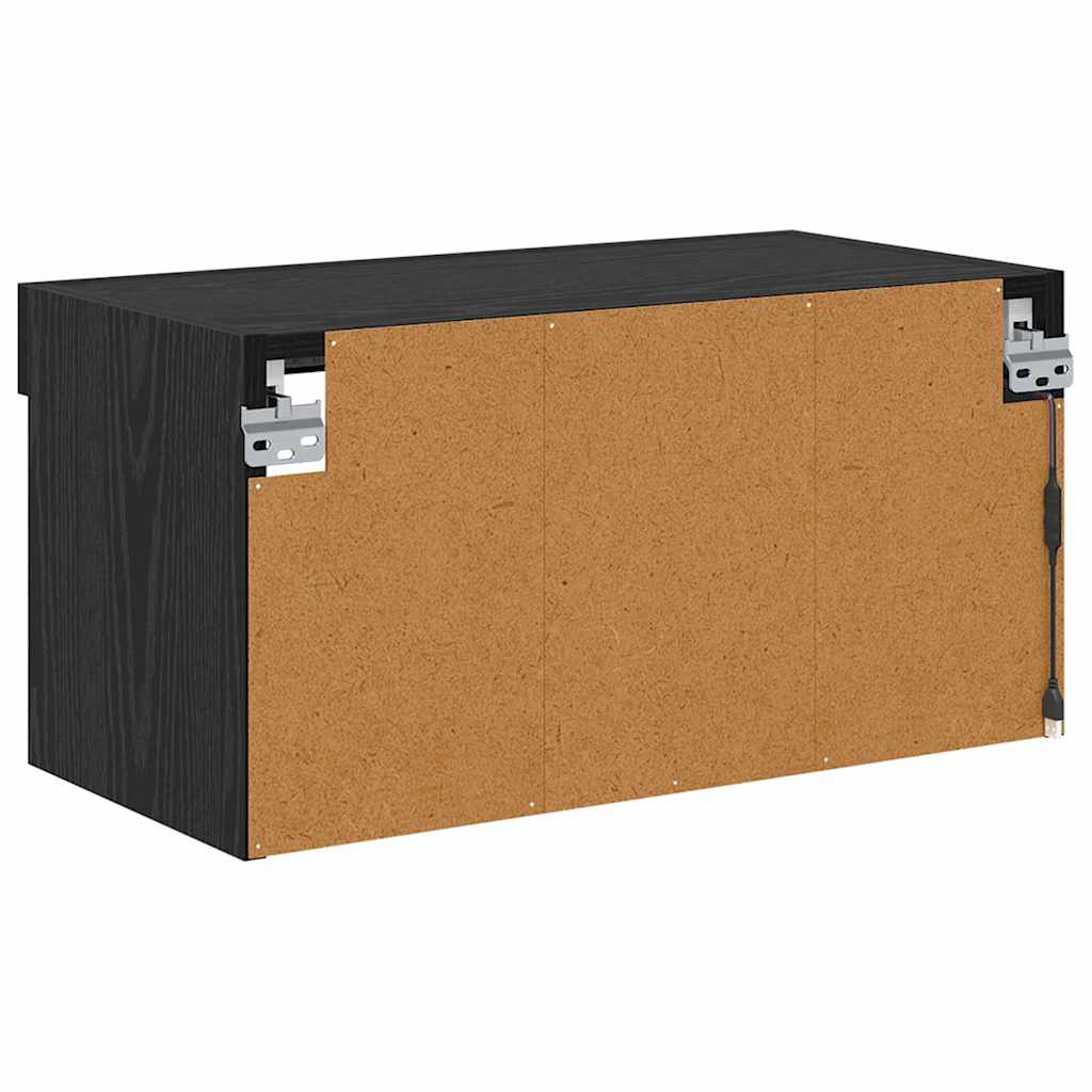 Cabinet TV Pe perete Stejar Negru 60 x 30 x 30 cm Lemn compozit GartenMobel Dekor