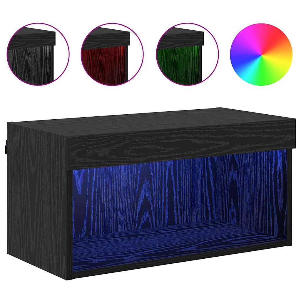 Cabinet TV Pe perete Stejar Negru 60 x 30 x 30 cm Lemn compozit GartenMobel Dekor