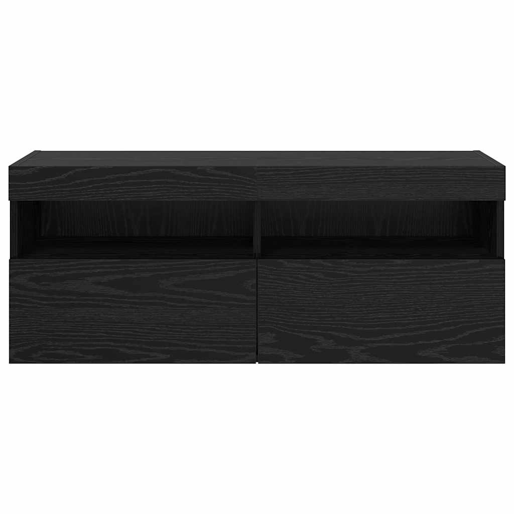 Dulap TV de perete Stejar Negru 100 x 30 x 40 cm Lemn compozit GartenMobel Dekor