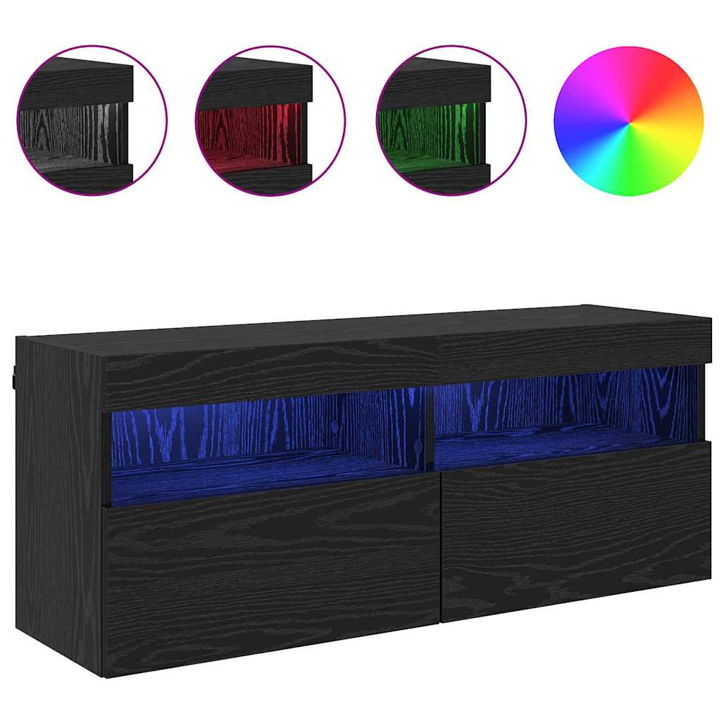 Dulap TV de perete Stejar Negru 100 x 30 x 40 cm Lemn compozit GartenMobel Dekor