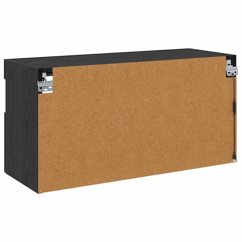 Dulap TV de perete Stejar Negru 80 x 30 x 40 cm Lemn compozit GartenMobel Dekor