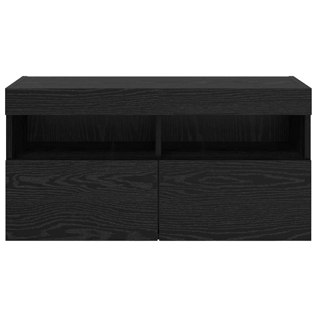 Dulap TV de perete Stejar Negru 80 x 30 x 40 cm Lemn compozit GartenMobel Dekor