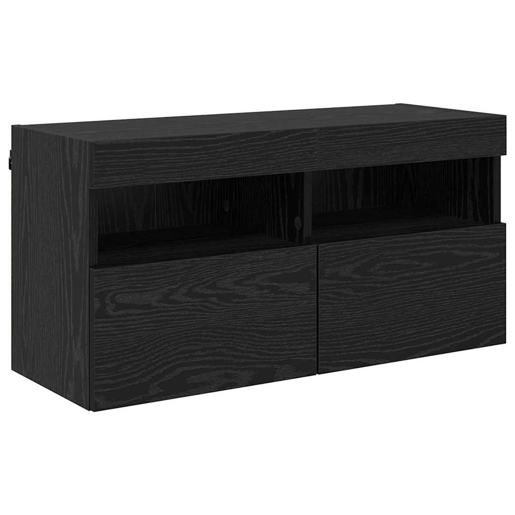 Dulap TV de perete Stejar Negru 80 x 30 x 40 cm Lemn compozit GartenMobel Dekor