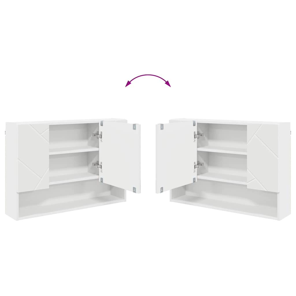 Dulap cu oglindă pentru baie Alb 80 x 17 x 55 cm Lemn compozit GartenMobel Dekor