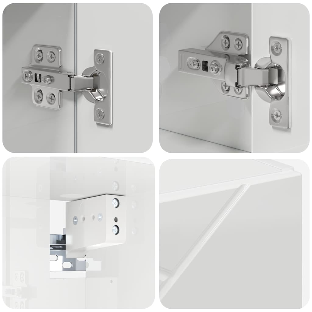 Dulap cu oglindă pentru baie Alb foarte lucios 80 x 17 x 55 cm GartenMobel Dekor