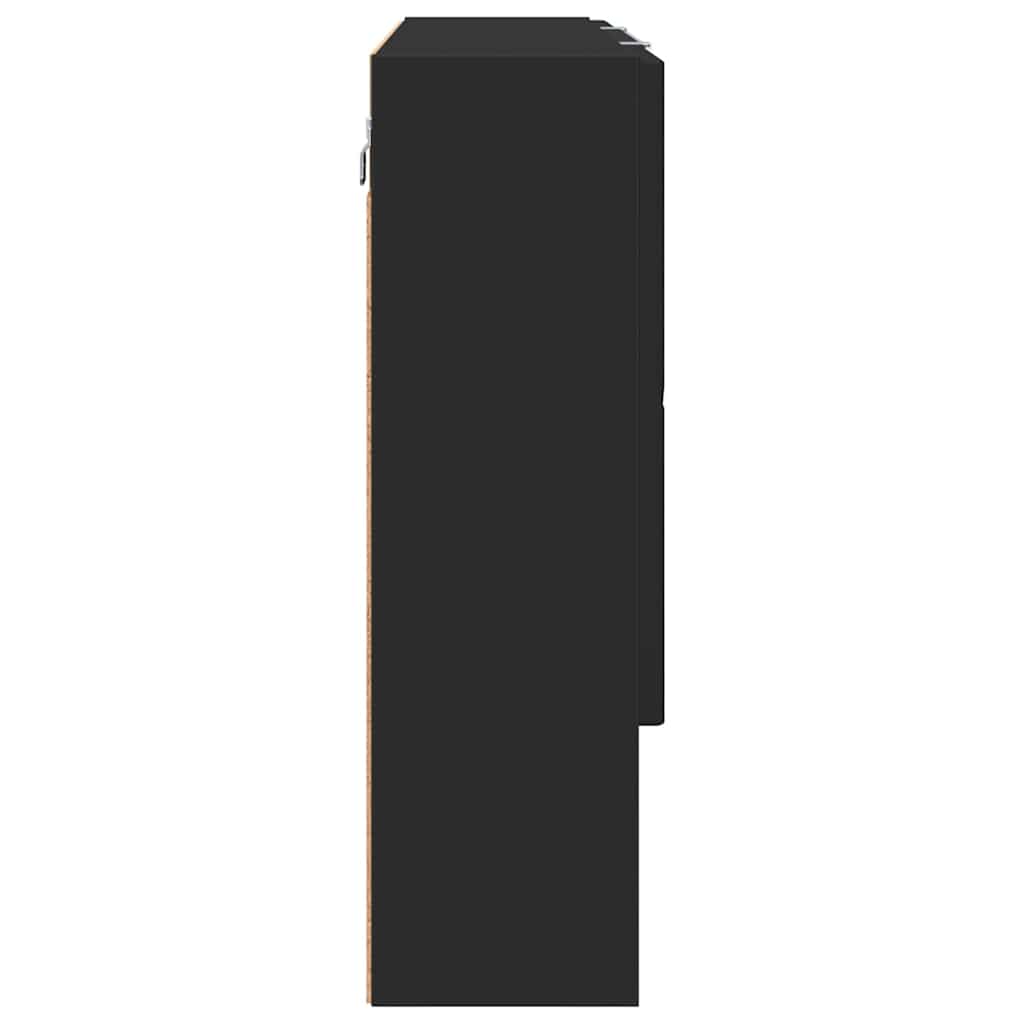 Dulap cu oglindă pentru baie Pe perete Negru 80 x 17 x 55 cm GartenMobel Dekor