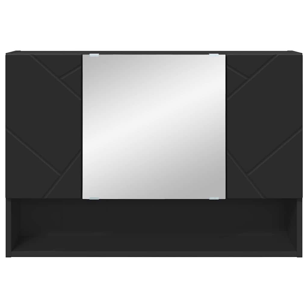 Dulap cu oglindă pentru baie Pe perete Negru 80 x 17 x 55 cm GartenMobel Dekor