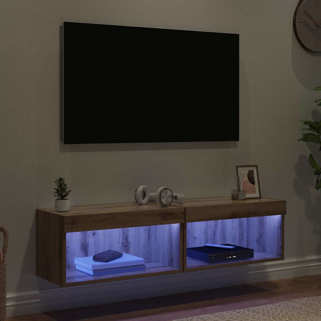 Dulapuri TV Pe perete 2 pcs Stejar Artizanal 60 x 30 x 30 cm GartenMobel Dekor