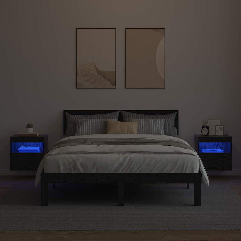 Dulapuri pentru TV Pe perete 2 pcs Stejar Negru 40 x 30 x 40 cm GartenMobel Dekor