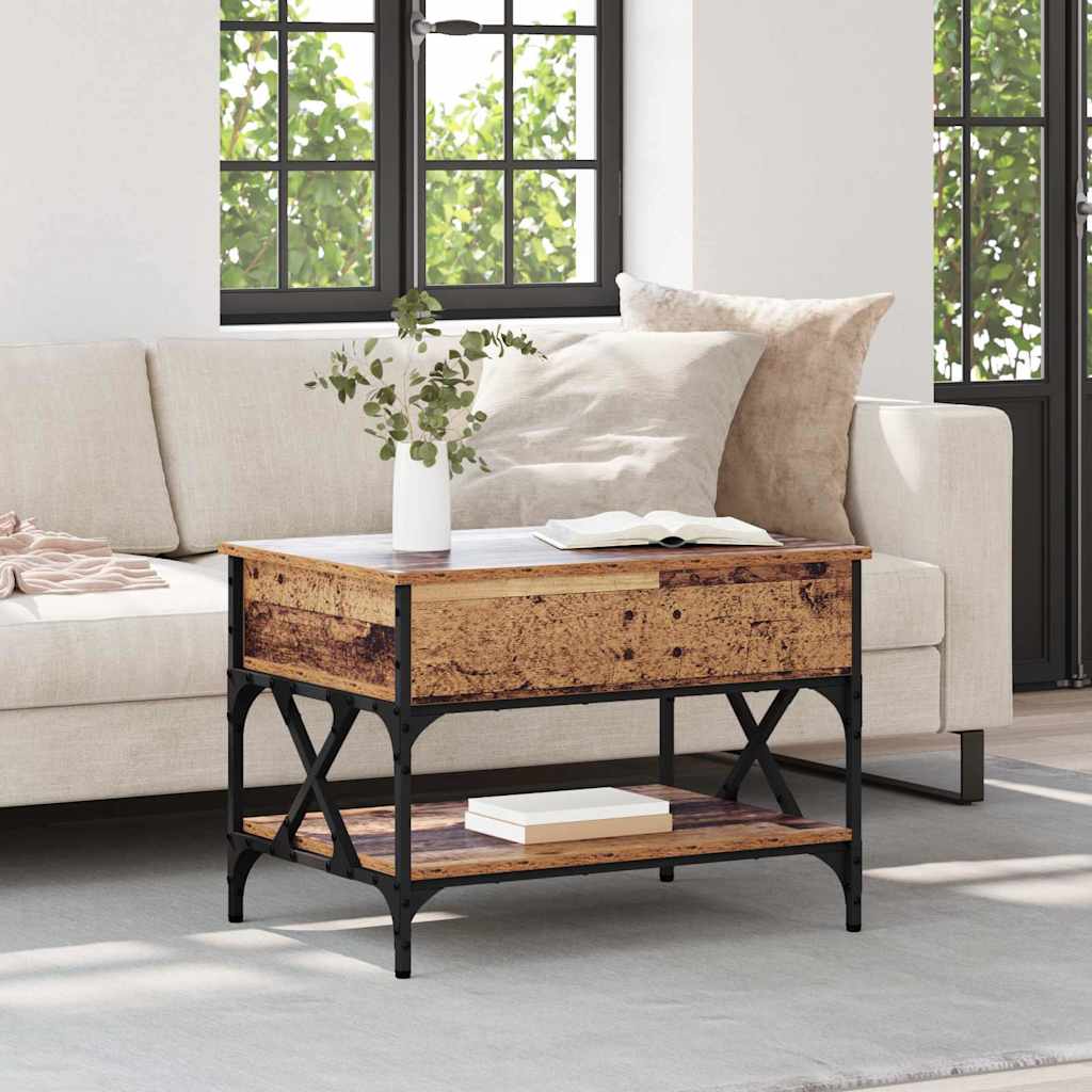 Masă de cafea Lemn Vechi 70x50x50cm Lemn compozit GartenMobel Dekor