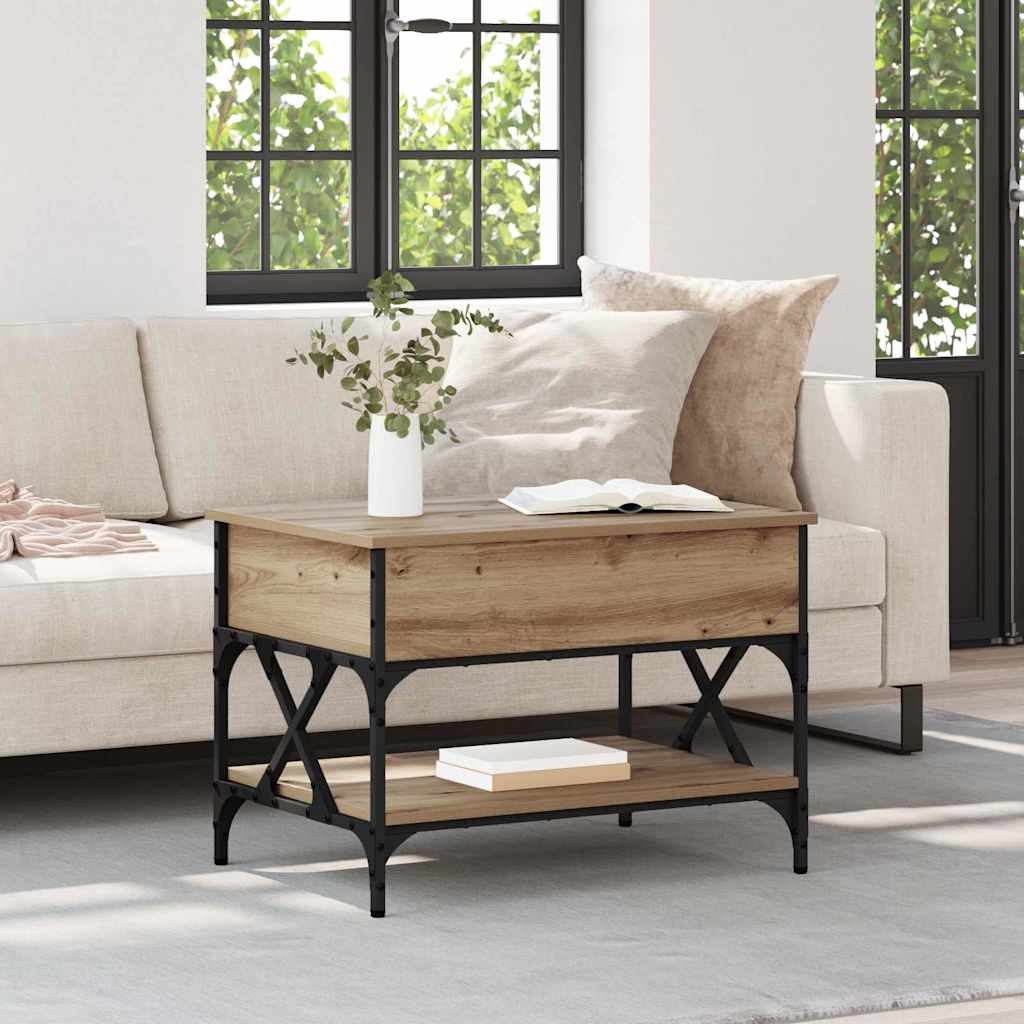 Masă de cafea Stejar Artizanal 70x50x50cm Lemn compozit GartenMobel Dekor