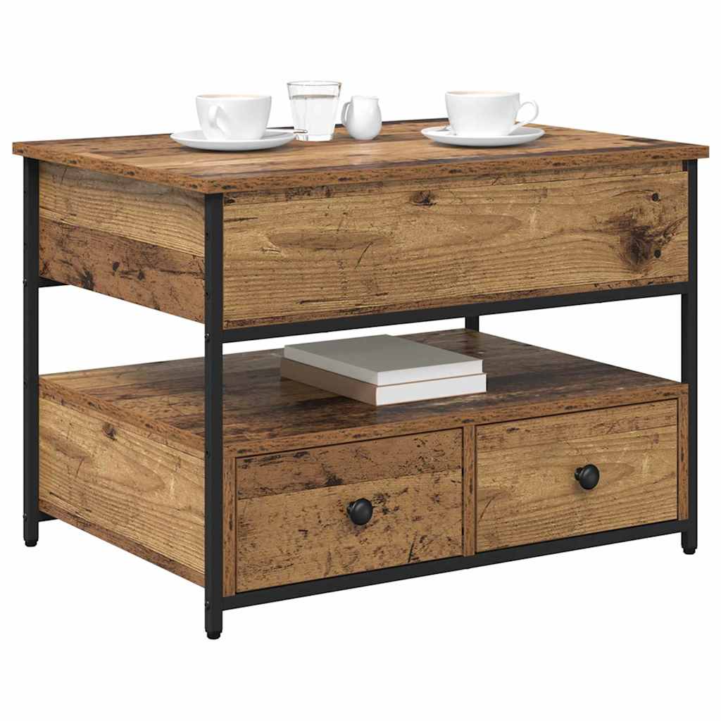 Masă de cafea cu sertar Lemn vechi 70x50x50cm Lemn compozit GartenMobel Dekor