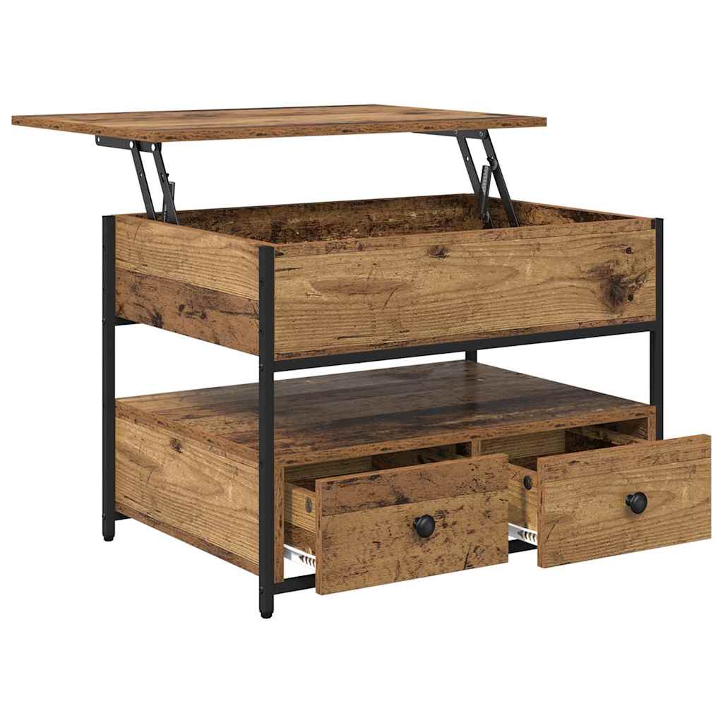Masă de cafea cu sertar Lemn vechi 70x50x50cm Lemn compozit GartenMobel Dekor