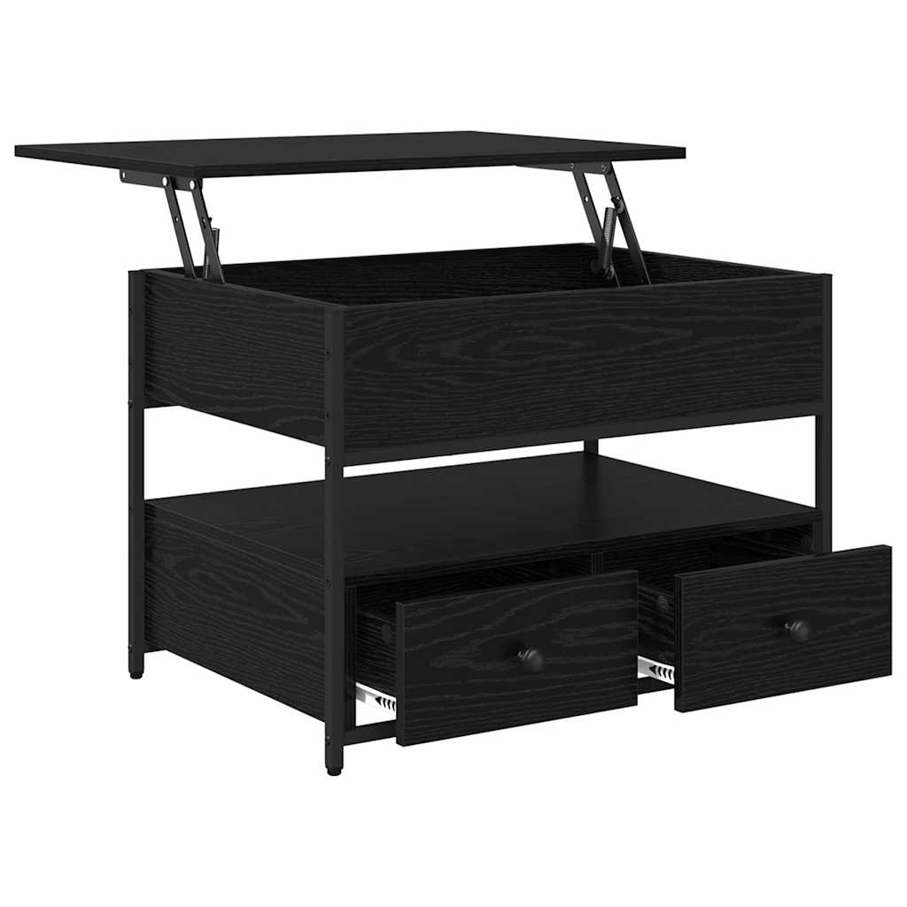 Masă de cafea cu sertar Stejar negru 70x50x50cm Lemn compozit GartenMobel Dekor