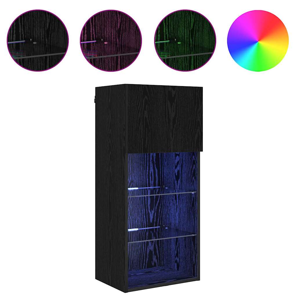 Sistem de TV montat pe perete Stejar Negru 40,5 x 30 x 90 cm GartenMobel Dekor