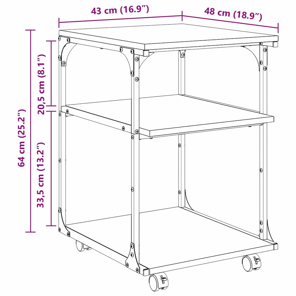 Suport pentru imprimantă Lemn Vechi 43 x 48 x 64 cm GartenMobel Dekor