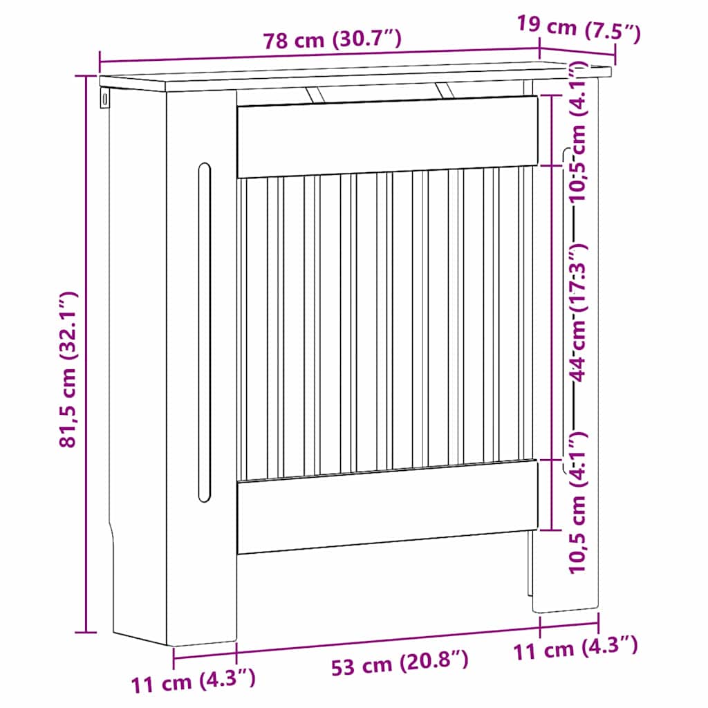 Capac pentru radiator Gri din beton 78 x 19 x 81,5 cm GartenMobel Dekor