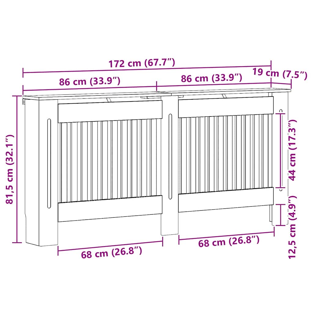 Capac pentru radiator Lemn Vechi 172 x 19 x 81,5 cm GartenMobel Dekor