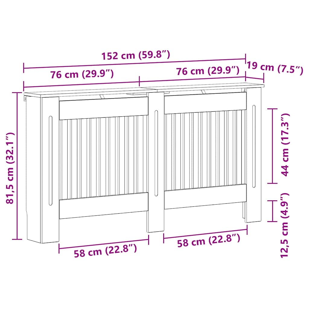 Capac pentru radiator Stejar Negru 152 x 19 x 81,5 cm GartenMobel Dekor