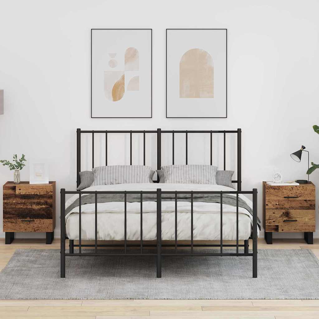 Dulap de noapte cu sertar 2 pcs Lemn vechi 40 x 35 x 47.5 cm GartenMobel Dekor