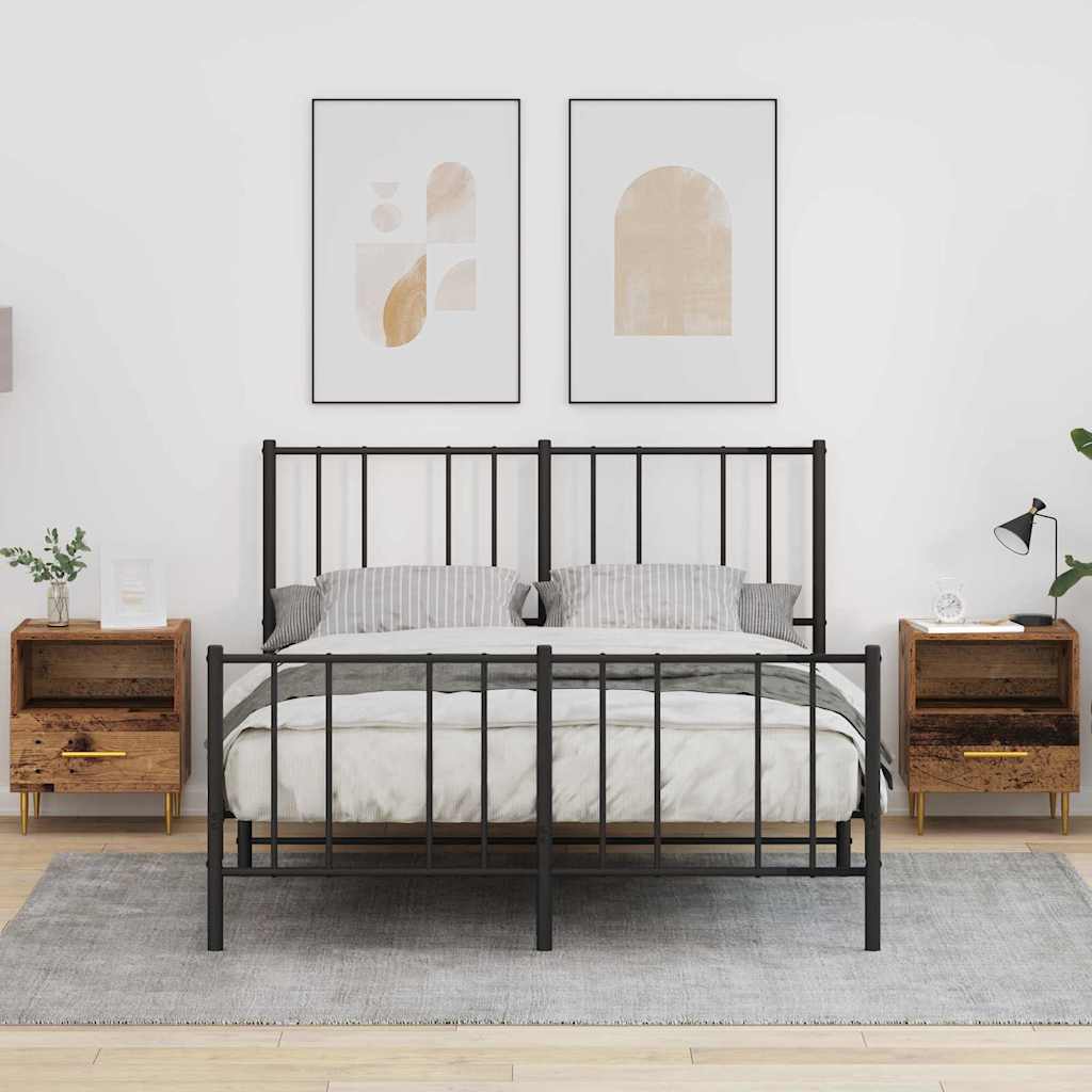 Noptieră 2 pcs Lemn vechi 40 x 35 x 47.5 cm Lemn compozit GartenMobel Dekor