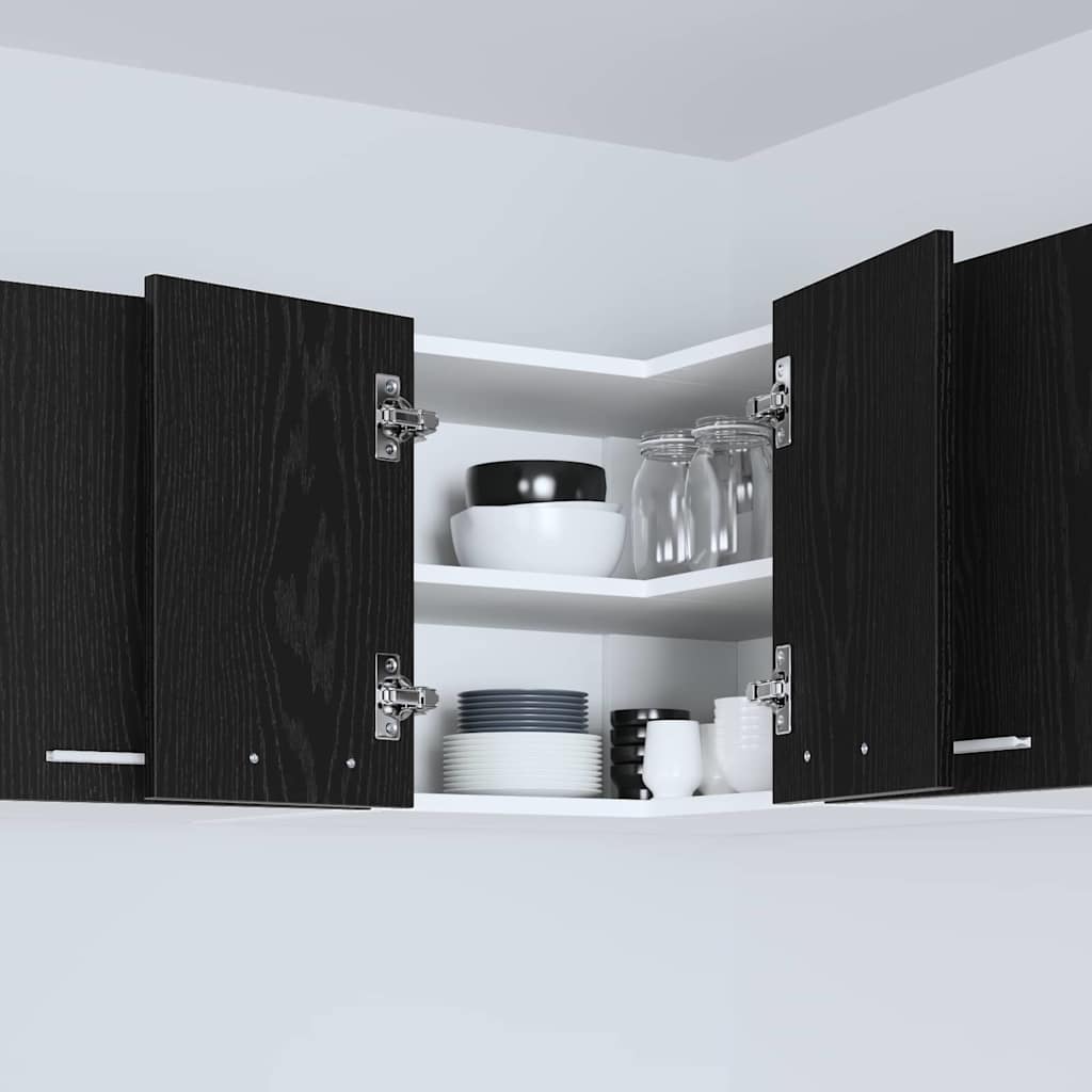 Dulap suspendat Riga Stejar negru și Alb 57 x 57 x 40 cm GartenMobel Dekor