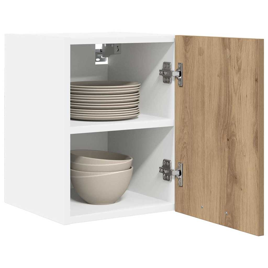 Dulap suspendat cu raft cu ușă Riga 2 pcs Stejar Artisan și Alb GartenMobel Dekor