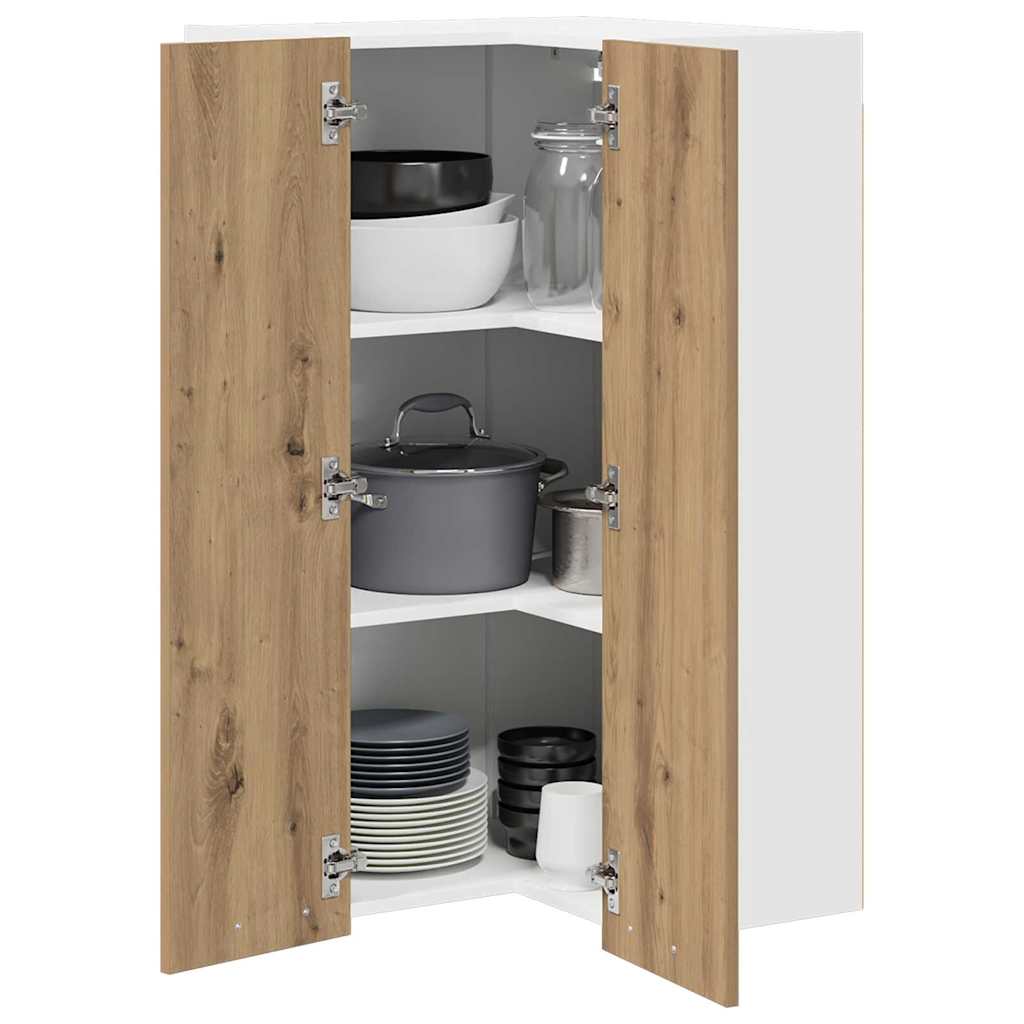 Dulap suspendat Riga Stejar Artisan și Alb 57 x 57 x 100 cm GartenMobel Dekor
