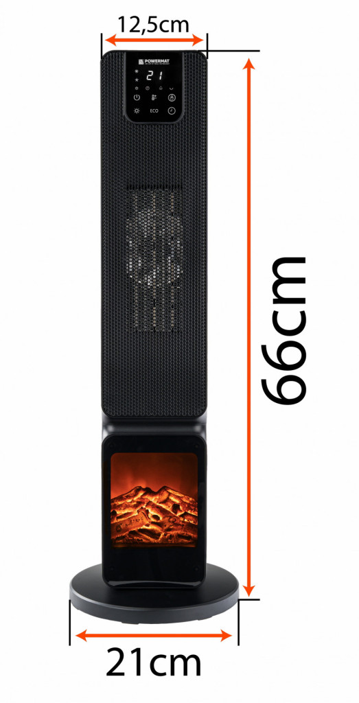 Powermat Șemineu electric cu coloană și radiator PM-GKL-3500DLK Mobalis Homvera