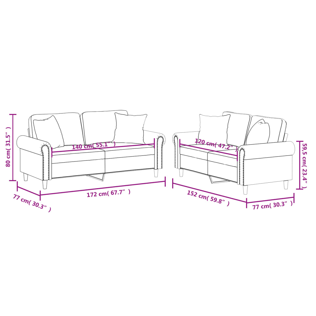 Set de canapele cu perne, 2 piese, cappuccino, piele ecologică GartenMobel Dekor