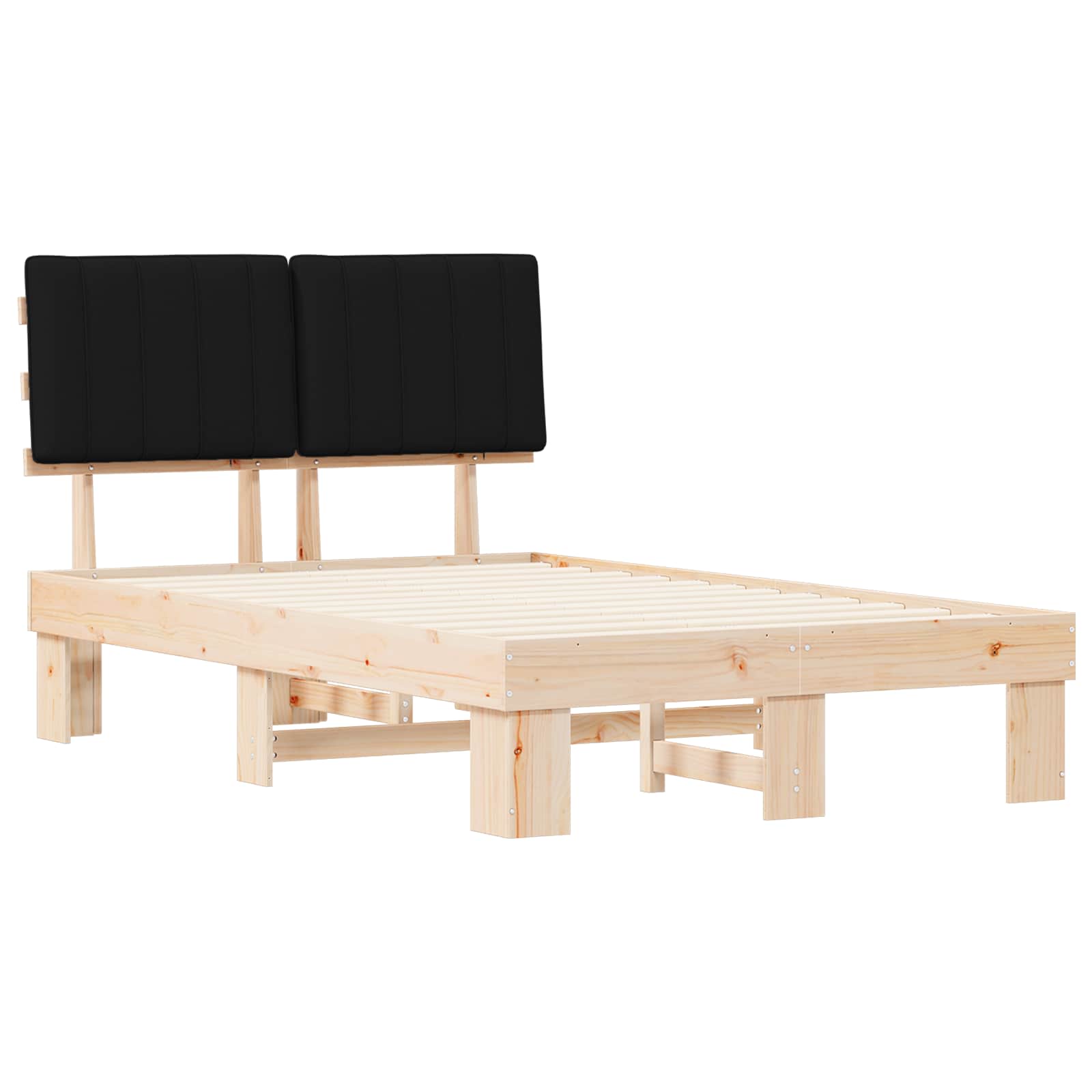 Cadru de pat cu tăblie tapițată cu headboard Negru 120 x 190 cm GartenMobel Dekor