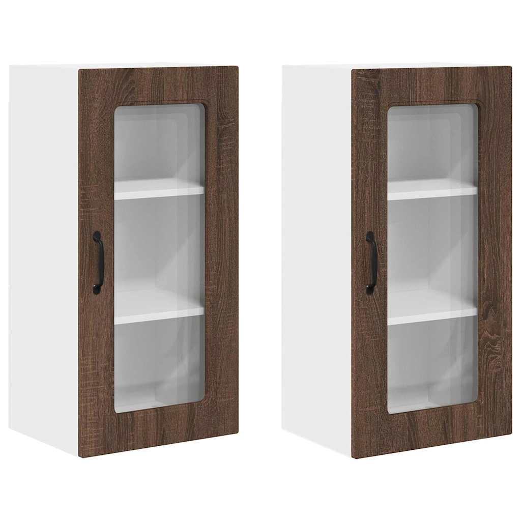 Dulap suspendat de bucătărie cu raft cu ușă 2 pcs Stejar închis GartenMobel Dekor