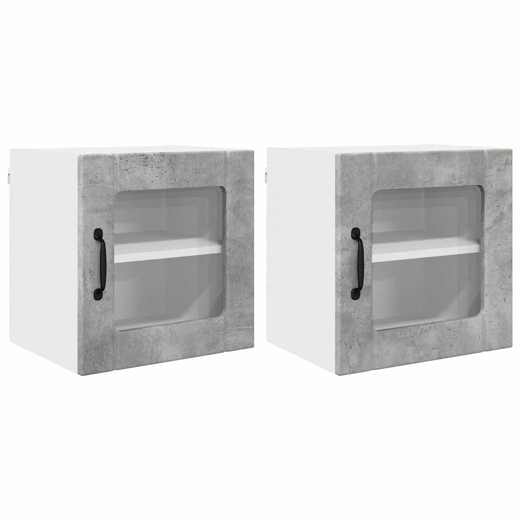 Dulap de bucătărie cu raft 2 pcs Gri din beton 40 x 31 x 40 cm GartenMobel Dekor