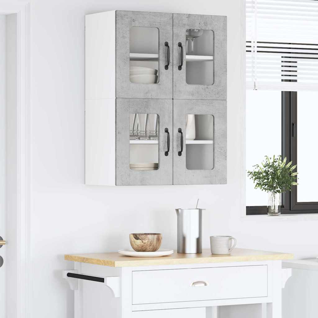 Dulap suspendat de bucătărie cu raft cu ușă 2 pcs Gri din beton GartenMobel Dekor