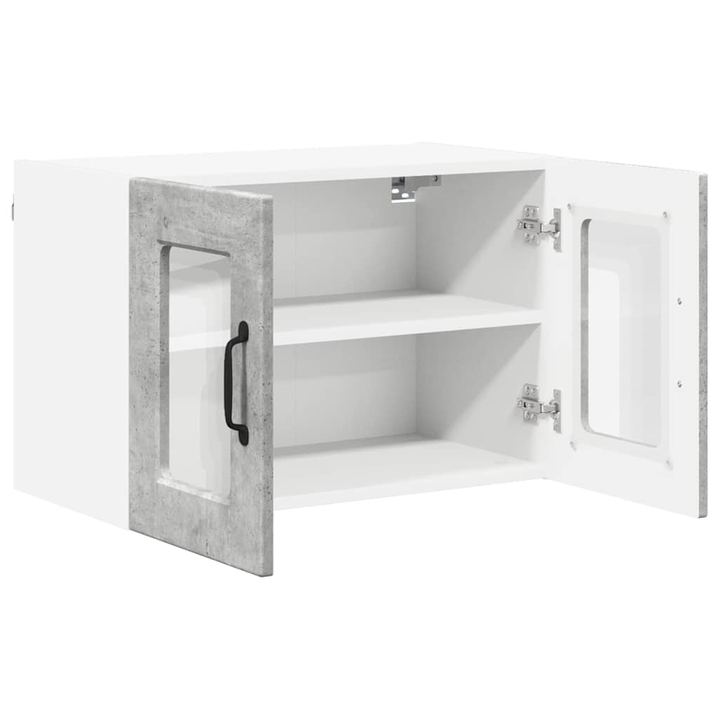 Dulap suspendat de bucătărie cu raft cu ușă 2 pcs Gri din beton GartenMobel Dekor