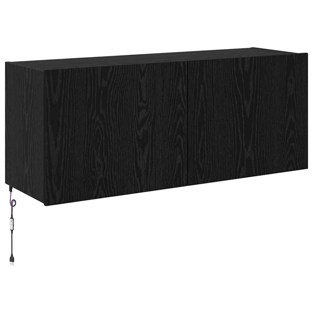 Dulap TV de perete Stejar Negru 100 x 35 x 41 cm Lemn compozit GartenMobel Dekor