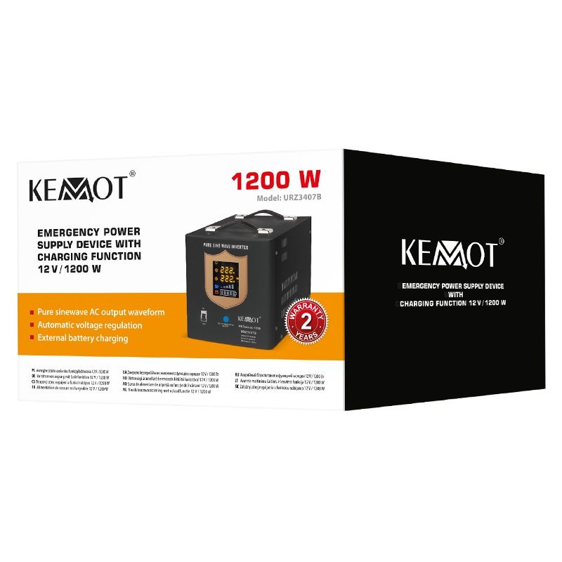 UPS Centrala termica Electrocasnice Electronice cu Sinus Pur 2000VA 1200W 12V Kemot - URZ3407B SafetyGuard Surveillance