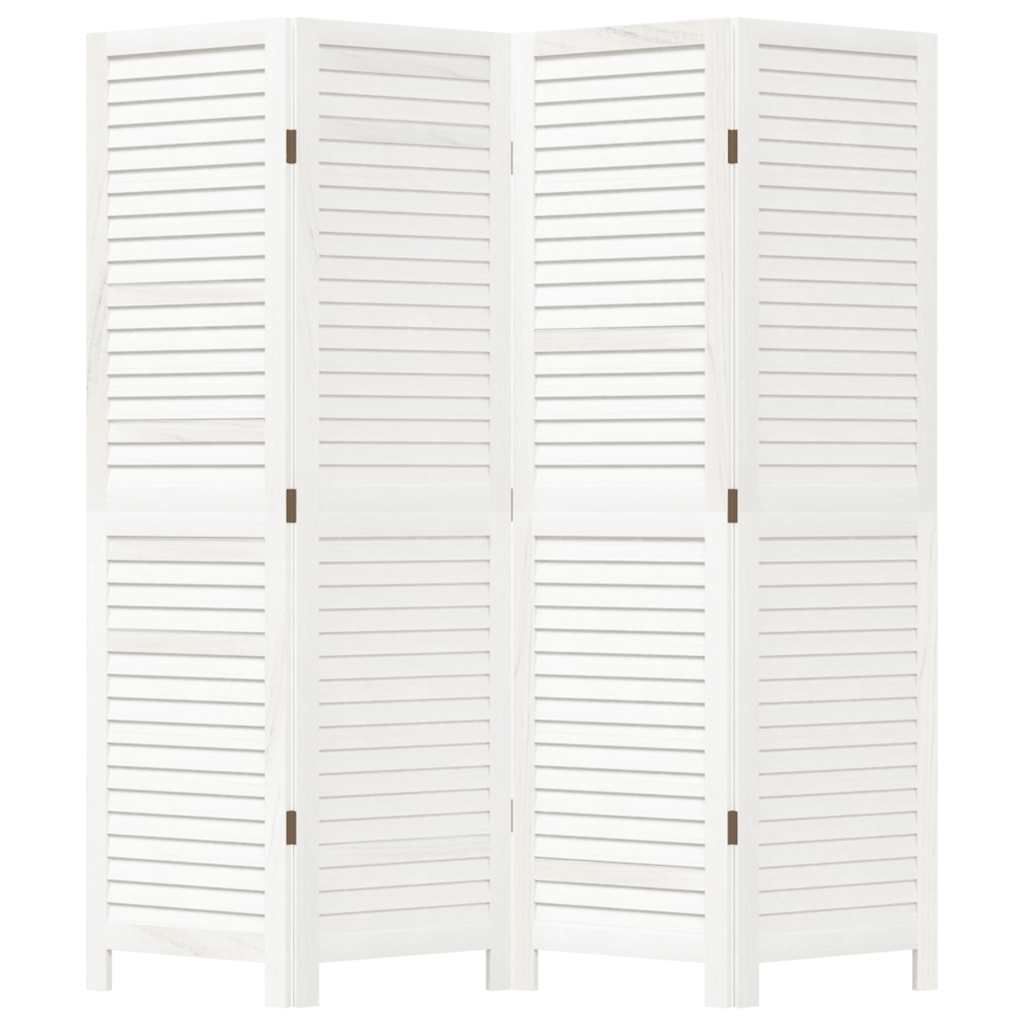 Paravan cameră 4 panouri, alb, lemn masiv paulownia GartenMobel Dekor