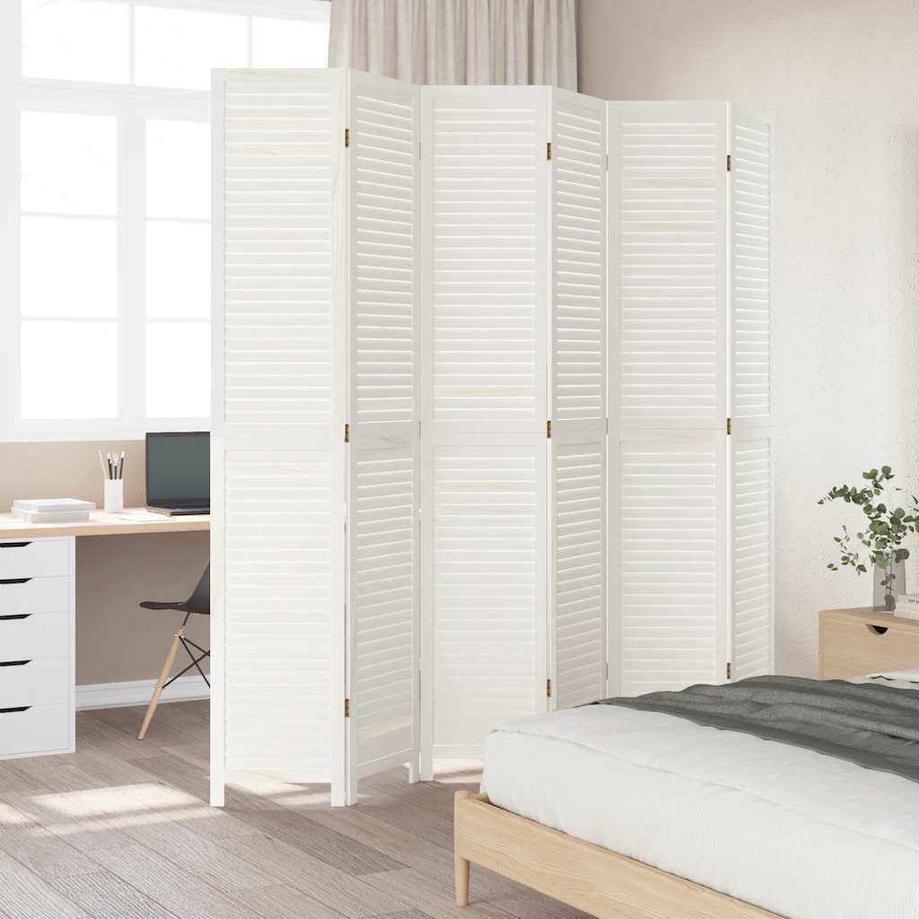 Paravan cameră 6 panouri, alb, lemn masiv paulownia GartenMobel Dekor