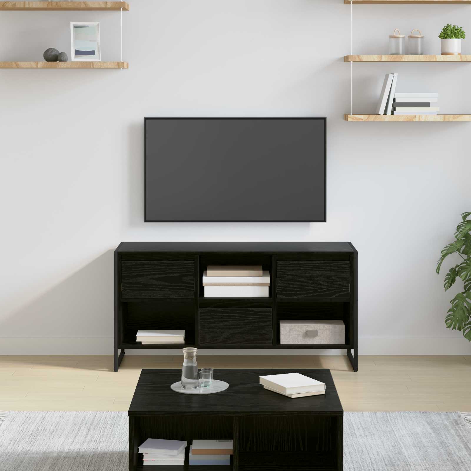 Cabinet TV Stejar Negru 100 x 36 x 49,5 cm Lemn compozit GartenMobel Dekor