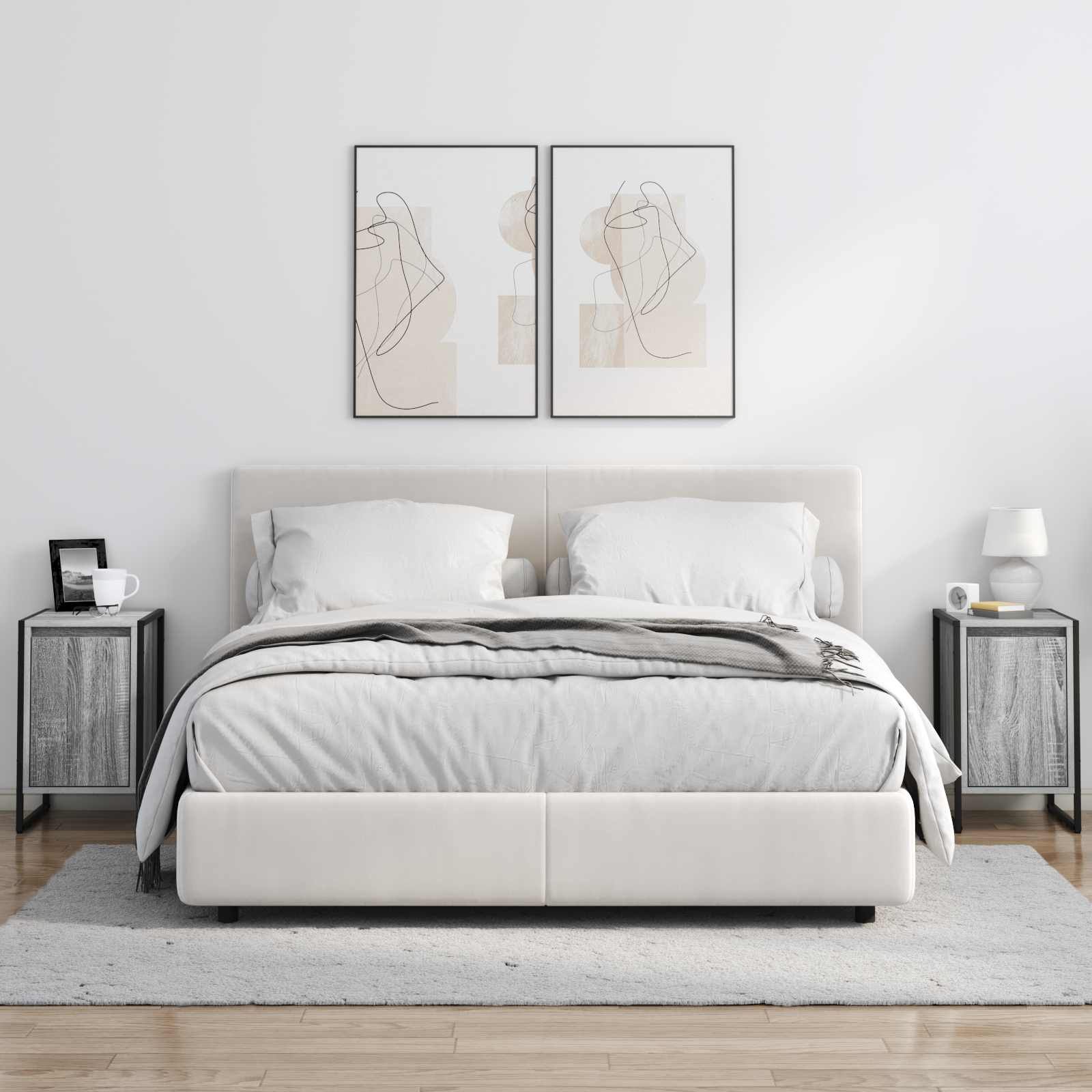 Noptieră 2 pcs Gri Sonoma 39,5 x 30 x 50 cm Lemn compozit GartenMobel Dekor