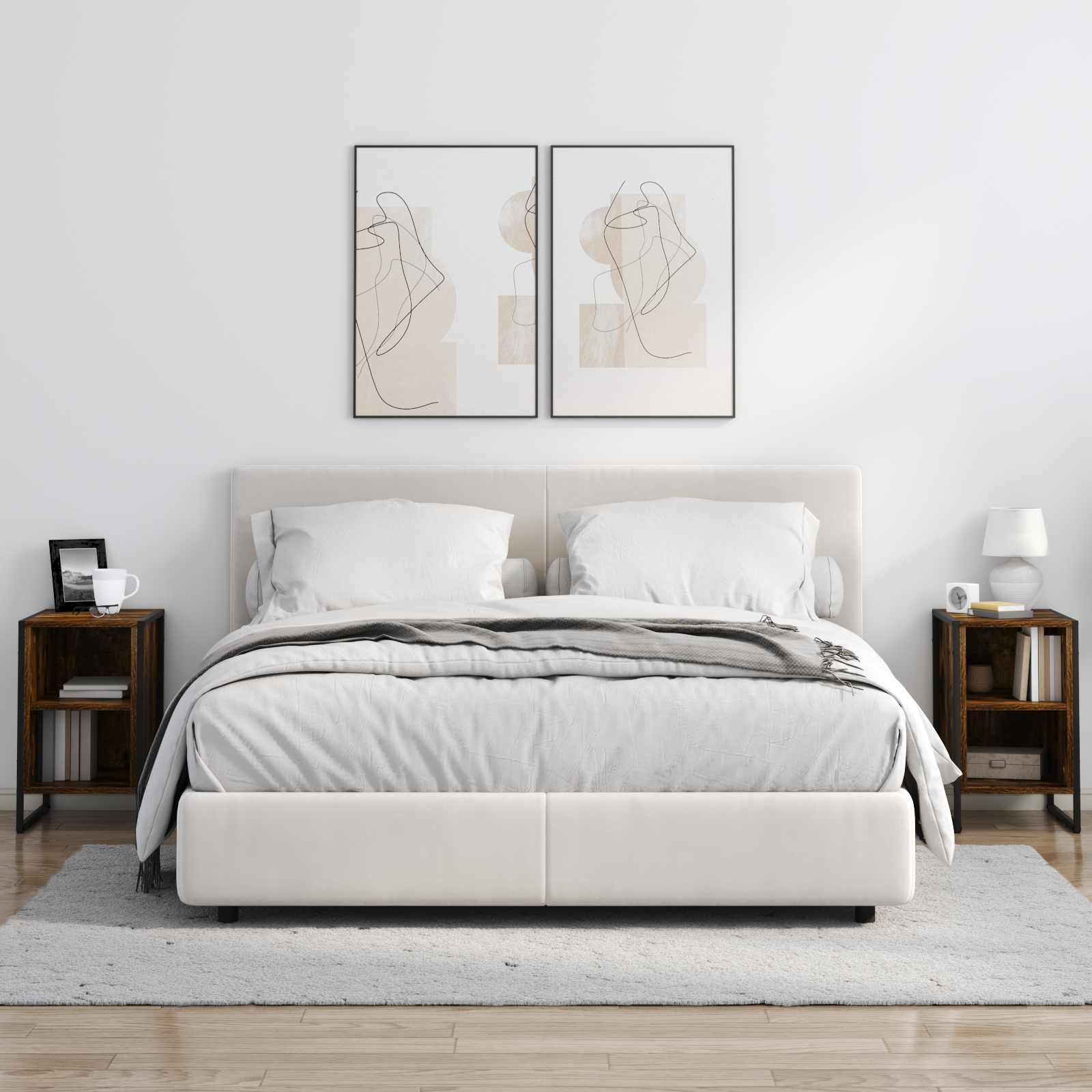 Noptieră 2 pcs Stejar Fumuriu 39.5 x 30 x 50 cm Lemn compozit GartenMobel Dekor