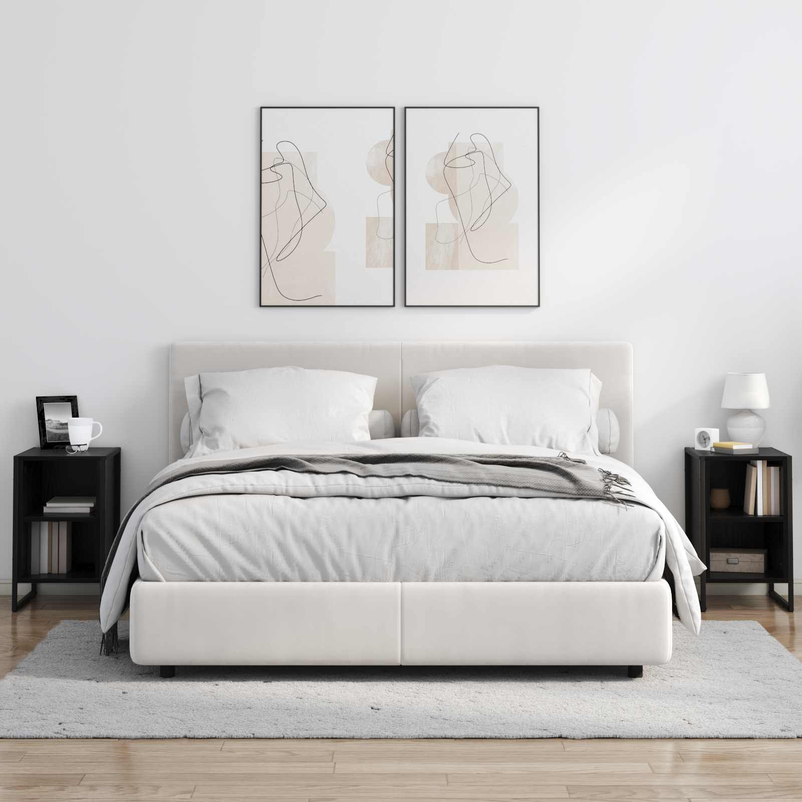 Noptieră 2 pcs Stejar Negru 39.5 x 30 x 50 cm Lemn compozit GartenMobel Dekor