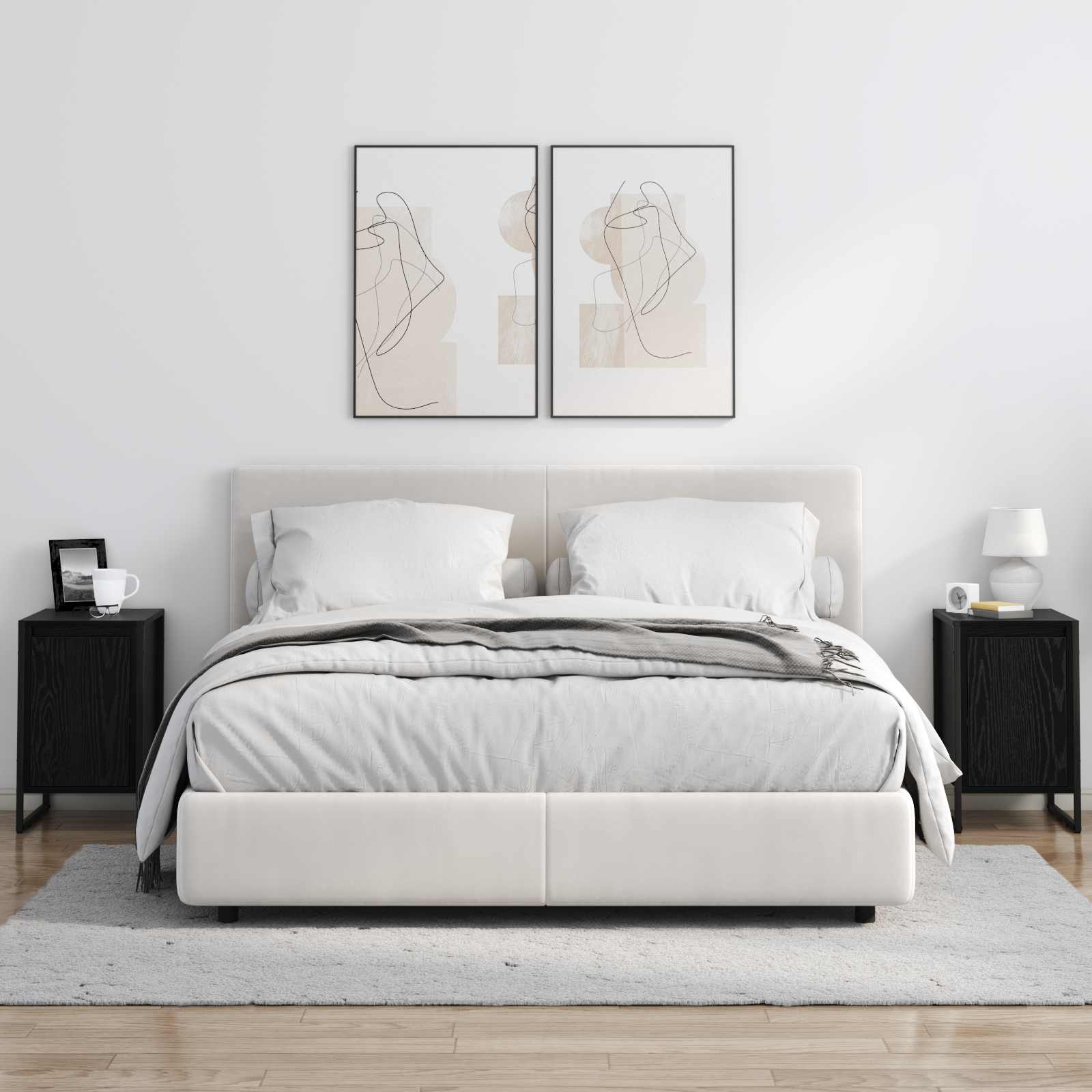 Noptieră 2 pcs Stejar Negru 39,5 x 30 x 50 cm Lemn compozit GartenMobel Dekor