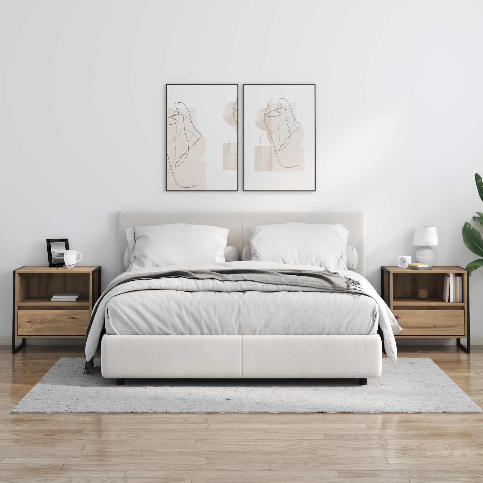 Noptieră 2 pcs Stejar artizanal 50 x 39,5 x 50 cm Lemn compozit GartenMobel Dekor