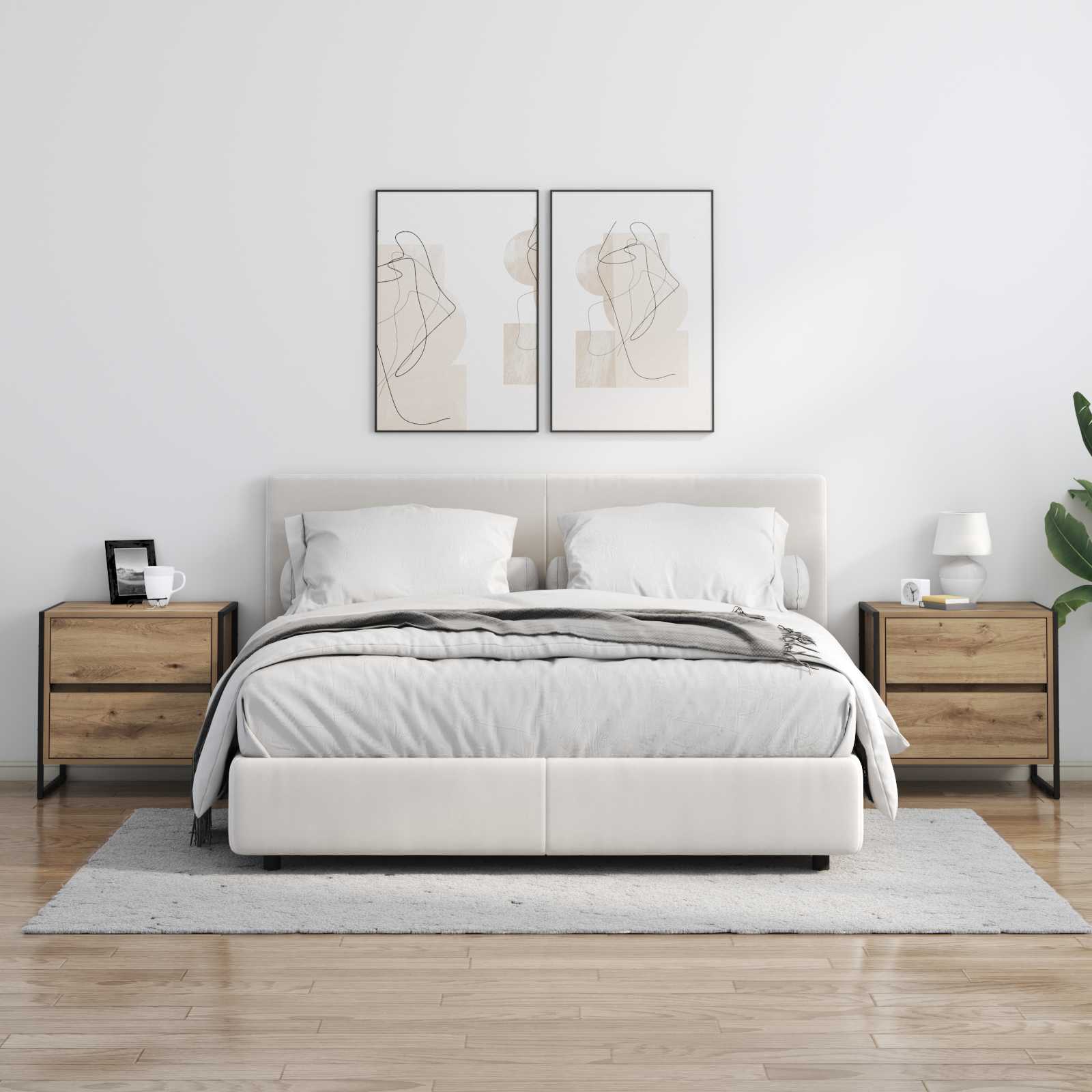 Noptieră 2 pcs Stejar artizanal 50 x 39.5 x 50 cm Lemn compozit GartenMobel Dekor