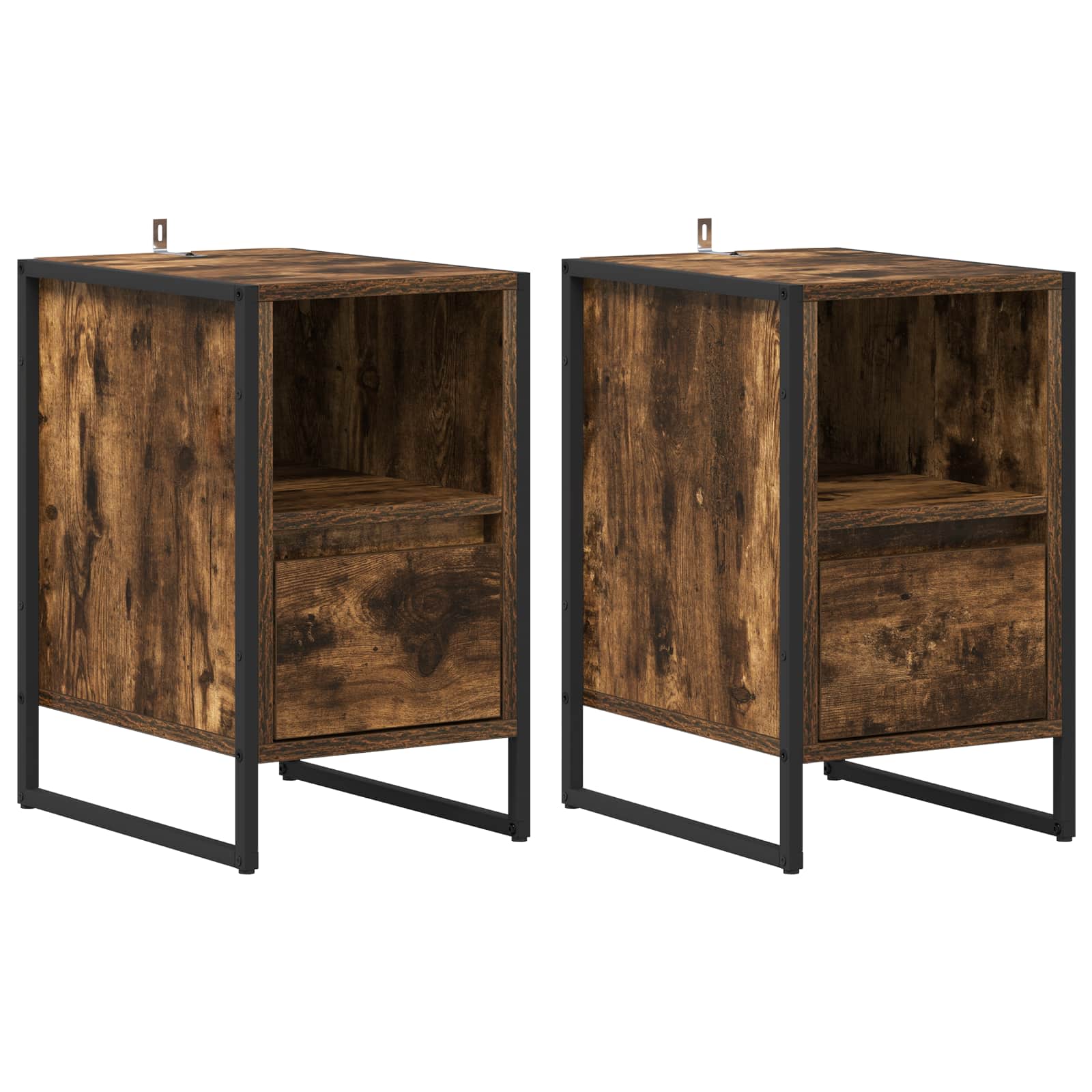 Noptieră 2 pcs Stejar fumuriu 39,5 x 30 x 50 cm Lemn compozit GartenMobel Dekor